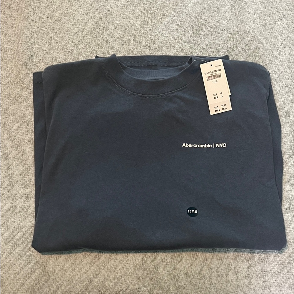abercrombie kids Navy Crewneck Long Sleeve Tee with White Logo